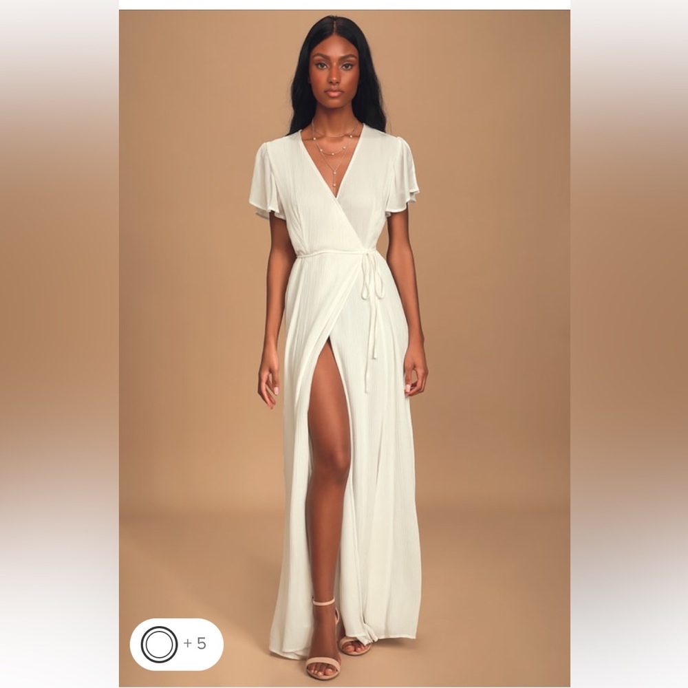 Lulus Heart of Marigold White Wrap Maxi Dress Large